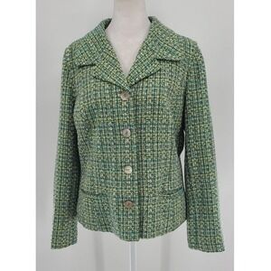 Chico's 90s Tweed Women's Blazer Size Medium Phoebe Buffay Notch 3 Button Preppy